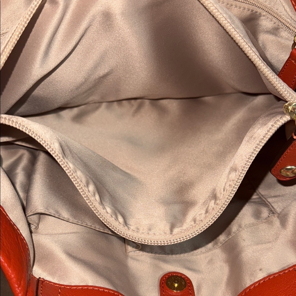 Coach Ashley leather carryall bag in a bright orange color w/ gold tone hardware - Picture 9 of 10
